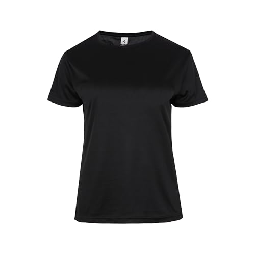 TEXKING Modelo VOLA Mujer - Camiseta técnica de Manga Corta - Deporte - Running - Fitness - Pádel - 100% Polyester Pique 135-140 g/m2 Mujer. Tejido Técnico. Talla S, Color Negro