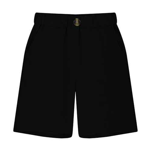 Bermuda Shorts for Girls Knee Length Wide Leg Linen Long Shorts 2025 Lightweight Baggy Comfy Solid Preppy Short Pants3