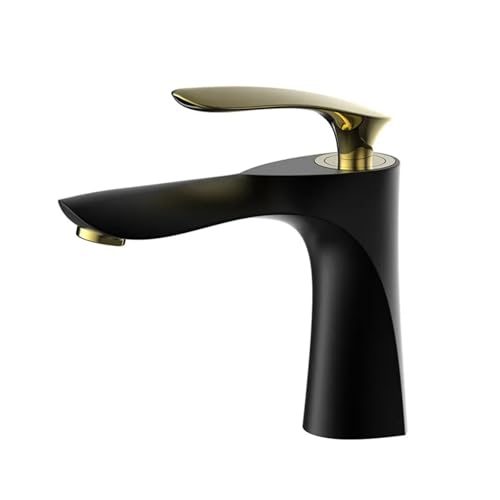 Robinet lavabo or noir pour une salle de bain zen ou une cuisine moderne et chaleureuse