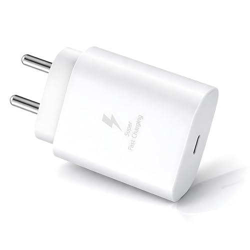 Image of MAK 25W Charger for Samsung Galaxy M55 5G Type C Charger Adapter Compatible with Galaxy M55 5G Charger, 25 Watt USB Type C to C Pd Charging Adapter C Type, White