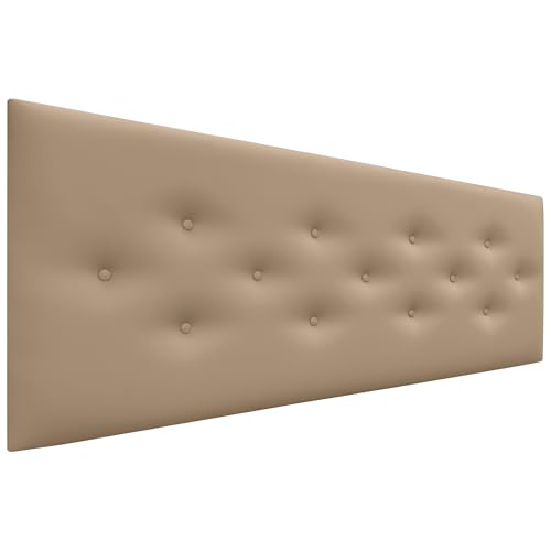 DHOME Testiera in Similpelle o Tessuto ACUALINE con 3 File Intervallate di Bottoni Testata Imbottita Letto di Lusso (Similpelle Marrone Chiaro, 160cm)