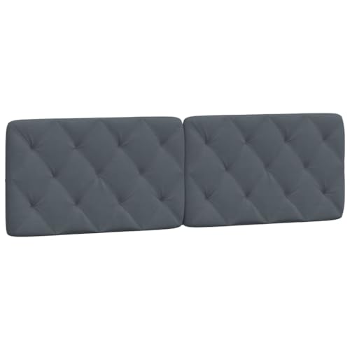 vidaXL Kissen für Kopfteil, Wandpolster Polsterpaneel Bettkopfteil, Rückenkissen Polsterkopfteil Wandkissen Schlafzimmer, Dunkelgrau 160cm Samt