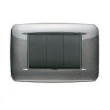  Placca Vimar Eikon Round 3 Moduli Grigio Atlantic Metal