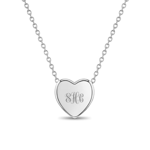 925 Sterling Silver Plain Polished Heart Necklace For Young Girls and Pre-Teens 16
