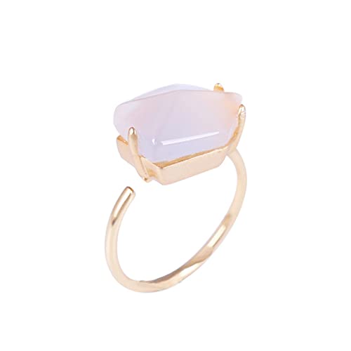 Bague ajustable pour femme bague ouverte géométrique en calcédoine tendance