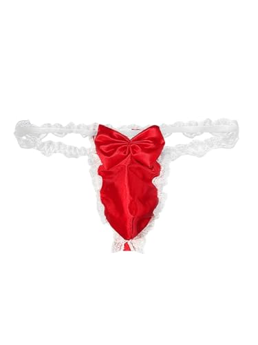 Valentines Lingerie For Men, Satin Lace Sexy Underwear, Sissy Panties Femboy, Bow Girly Thong