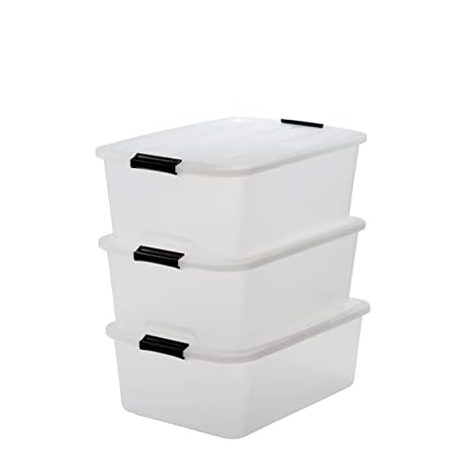 Iris TB-30 Cajas apilables de Almacenamiento con Cierre de Clip, 45L, 3 Unidades
