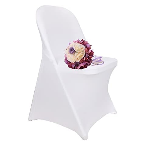White Folding Chair Covers Spandex: 10pcs Stretch Spandex Folding Chair Covers Silky Smooth Fabric Fitted Dining Chair Slipcovers for Party,Wedding,Banquet Event - For Folding Chair Only Cover
