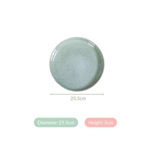 Image of Nestasia Ceramic Set of 6 Dinner Plates (10 Inch Each) - Microwave & Dishwasher Safe Full Plates with Stoneware Texture - Perfect for Home, Kitchen, Dining & Gifting (Sage Green)