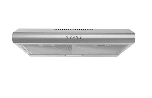FIREGAS Campana Extractora 60cm A++, Motor Brushless Silencioso 46dB, Capacidad 319m³/h, Acero Inoxidable, Salida Superior/Trasera o Recirculación, Incluye 2 Filtros de Carbón