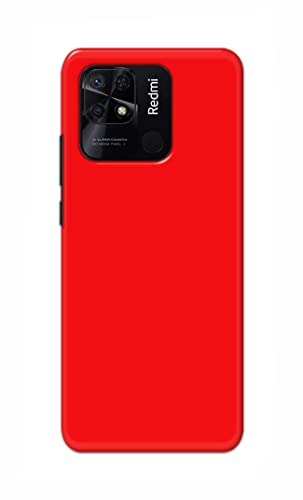 Image of Printed Hard Back Cover Case for Redmi 10 | Redmi 10 Power Back Cover (Plain Red) -1803
