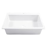 Sinkology Jackson Crisp White Fireclay Drop-In Kitchen Sink - 33 Inch Single Bowl - SureFire Fireclay Won't Chip, Crack, or Stain - 3-Hole - Sinkology Everyday Warranty - Fits 36 Inch Cabinet