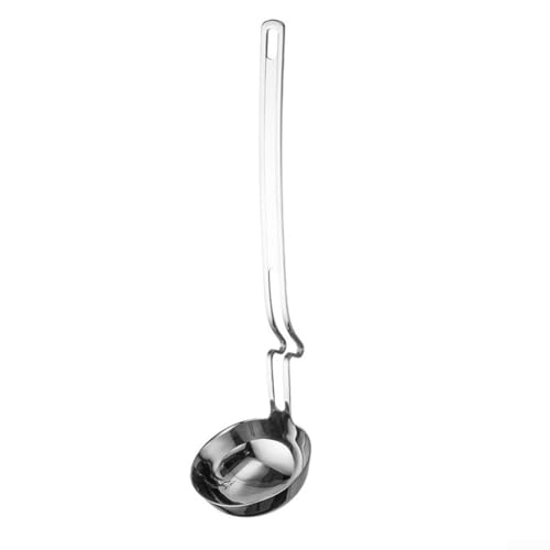 TDCuizent Lot de 2 cuillères à soupe en acier inoxydable avec filtre séparateur d'huile, louche à poignée suspendue en forme de Z pour écumer la graisse et la graisse du bouillon, ragoût, casserole