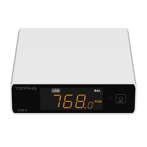 Fanmusic Topping E50 II Desktop Decooder AK4497S DAC Chip TRS/RCA Line Out with Remote Control (White)