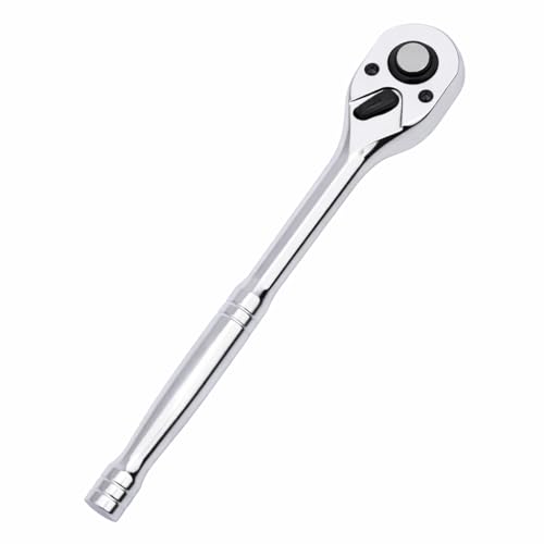 KATSU 1/2 Inch Drive 72-Teeth Quick Release Reversible Ratchet Socket Wrench Handle Chrome Vanadium Mirror Polished Auto Repair Garage Mechanical Tool 250mm 423908