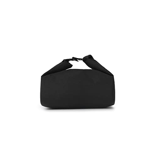 保冷 保温 ランチバッグ ちょっと大きめ 口元が大きく開く 大容量タイプ 弁当袋 お弁当 バッグ 収納 通勤 通学 旅行 子供用 に ミニポケット/保冷剤ポケット付き シンプルデザイン 約225×140×130mm (ブラック)