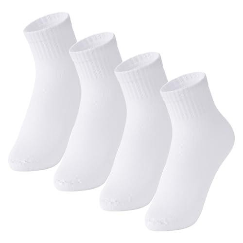Dxhycc 4 Pairs Kids Athletic Crew Socks Soft Cotton School Uniform Socks for Boys Girls Casual Sports