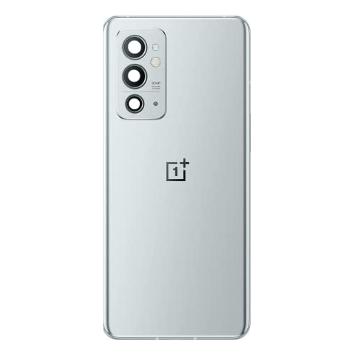 Image of Replacement Glass Back Door Housing Panel with Camera Frame Logo and Adhesive Sticker for OnePlus 9RT 5G (Nano Silver)