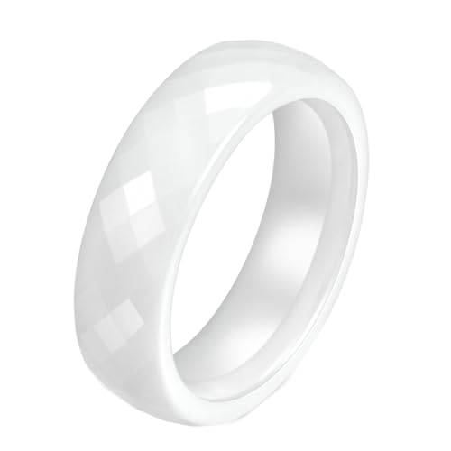 Skcess Bague en céramique pour femme 6 mm avec motif losange, 60 (19,1), Céramique, Aucune pierre précieuse