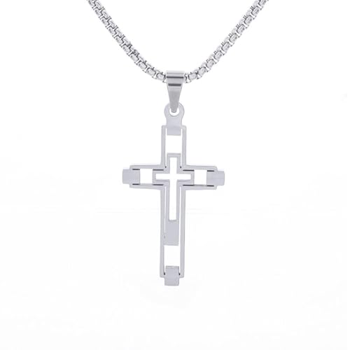 Amulette prière religieuse collier homme avec double croix un symbole de protection