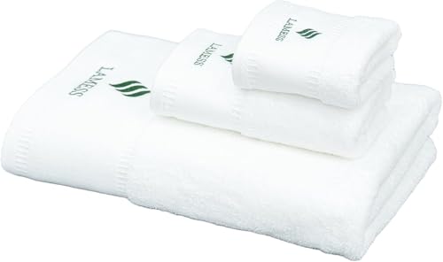 Lamess Premium 3 Piece Towel Set, 1 Bath Towel 1 Hand Towel 1 Washcloth, 100% Cotton White Towel Set Soft Quick Dry Highly Absorbent