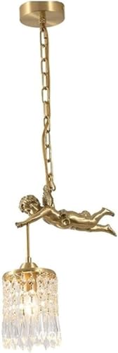 Lustre ange en laiton et cristal style français rétro pour plafond suspendu élégant