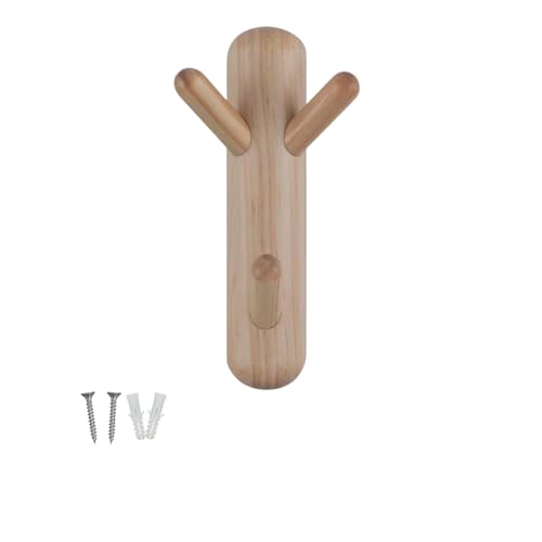 keypak Perchero de pared Totem – Perchero de 3 ganchos Scandi Branch – Perchero decorativo de madera para abrigos, toallas, sombreros y bolsas en pasillo, dormitorio o puerta