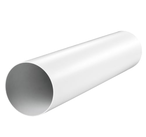 PVC Rundrohr Lüftungsrohr Durchmesser 100mm/150mm Länge 0,5m/1,5m Ab-Zuluft Rohr Lüftung Kanal ABS Kunststoff Weiß Rund Lüftungskanal Versorgungskanal Heizungs-Kühllüftungssystem (‎Ø100mm - 1500mm)