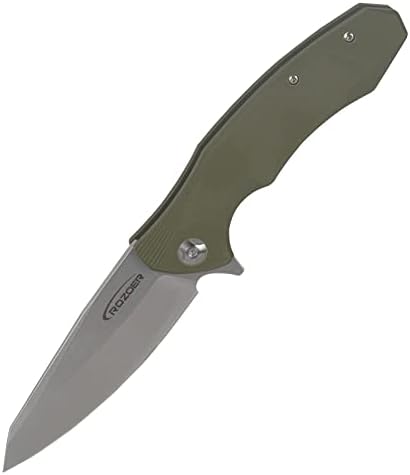 ROZOER Folding Pocket Knife, 3.66' D2 Blade G10 Handle, Liner Lock Flipper Knife with Ball Bearing, Good For Outdoor Hiking Camping Hunting (Army Green)