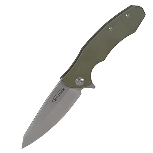 Rozoer Folding Pocket Knife, 3.66' D2 Blade G10 Handle, Liner Lock Flipper Knife With Ball Bearing, Good For Outdoor Hiking Camping Hunting (Army Green) #TOP1