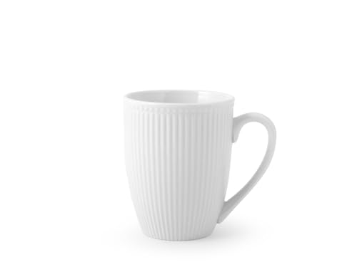 H&H Set 6 Mug Dorique in Porcellana Bianca 355 cc – Tazze Colazione o Tè – Lavabili in Lavastoviglie e Utilizzabili in Microonde – Design Classico e Funzionale