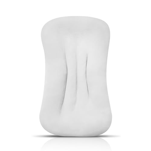 Image of Muslin Baby Lounger Cover Organic Cotton Removable Slipcover Fits Infant Lounger Pillow Soft Comfortable Newborn Padded Lounger Cover Floor Seat Cover for Boys and Girls (Sliver)