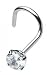 18g Surgical Steel Nose Ring Screw Body Jewelry Piercing with Clear Gem 18 Gauge Nemesis Body Jewelry™