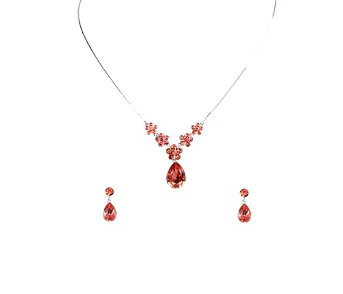 Image of Faship Gorgeous Rhinestone Crystal Floral Necklace Earrings Set