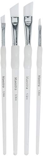 Linzer/American Brush Am 4044 4 Piece White Taklon Angular Artist Paint Brush Set #TOP22
