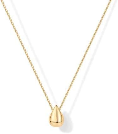 ONLYJUMP 14K Gold Plated Tear Pendant Necklaces for Women Dainty Minimalist Teardrop Necklace Simple Elegant Waterdrop Necklaces Silver Chain Necklace Layering Cute Pendant Choker Necklace Trendy Jewelry Gift