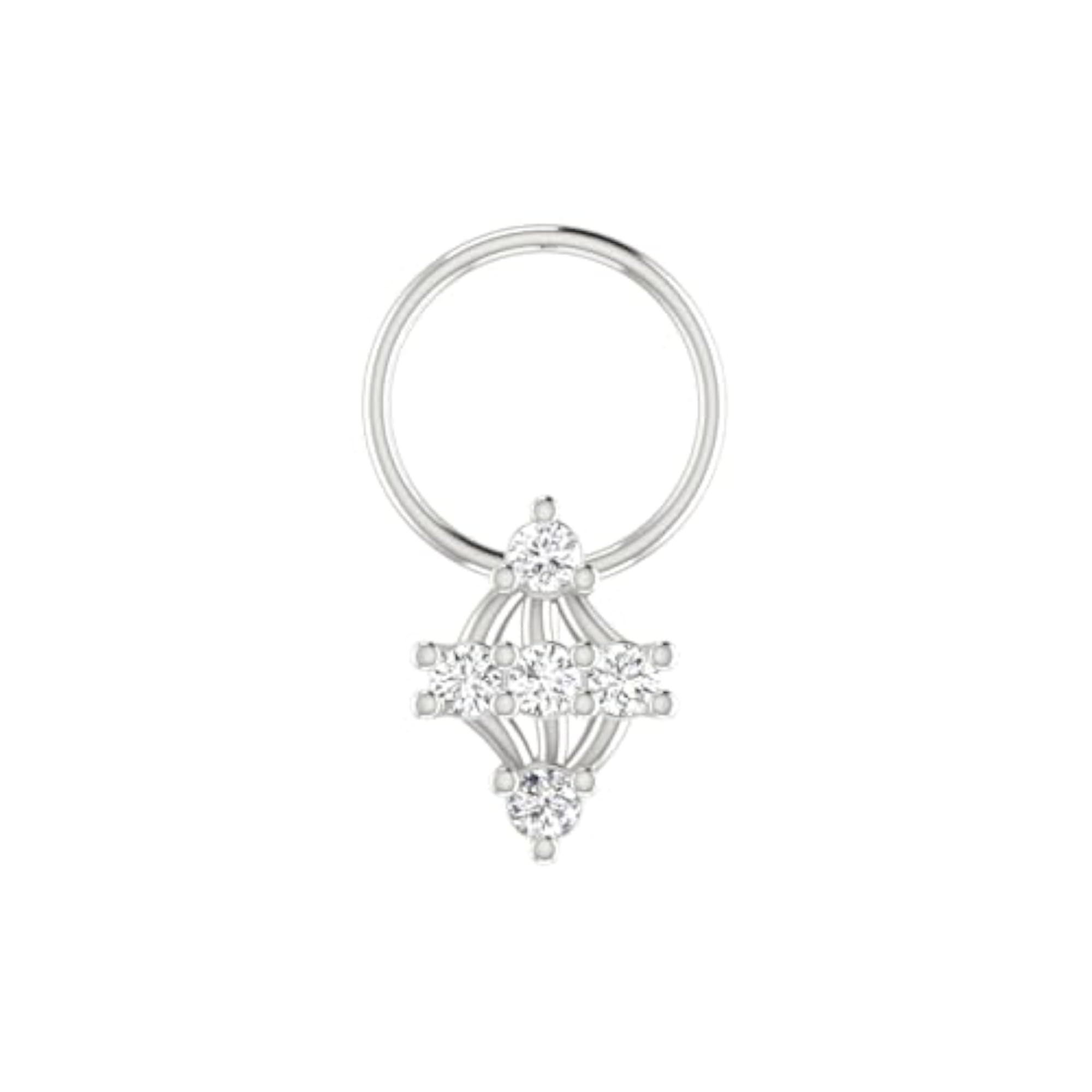 Women's 14Kt White Gold Stud Nosering, Modern