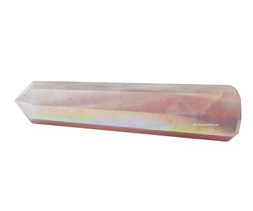 Image of Crystal Heaven Certified Angel Aura Rose Quartz Crystal Tower Obelisk Point For Chakra, Healing And Balancing - Aaa Grade Original Certified Gemstone Agate For Reiki Meditation (3-4 Inches)