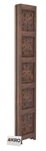 Image of Sheesham Wood Cricle Corner Shelf for Living Room Bedroom Home | CNC 5 Tier Corner Bookshelf | Wooden Ladder Bookcase Display Unit (Walnut Finish)