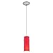 Cylinder - Integrated (SSL) LED Cord Pendant - Brushed Steel Finish - Red Glass Shade