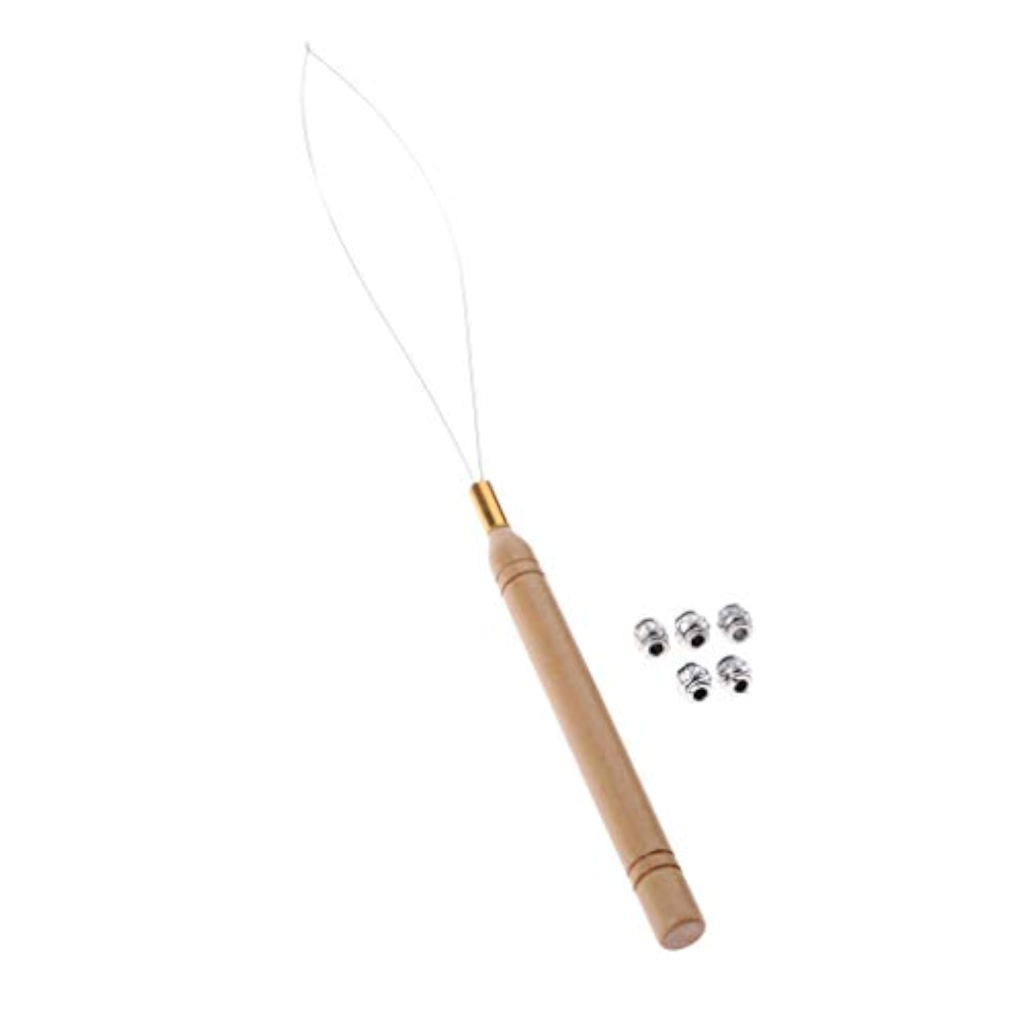5Pcs Hair Braid Bead Extensions Decoration with Pulling Hook Tool