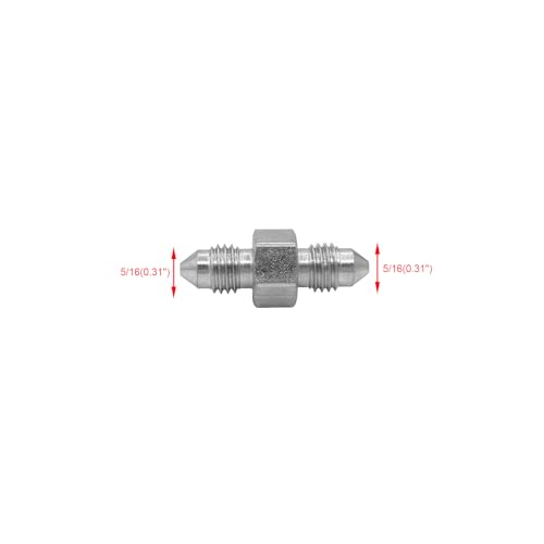 Image of (4-PACK) 2403-02-02 Hydraulic Hose Adapter Fitting 1 /8 inch Male JIC 37 Flare (5 /16 inch-24UNF) x 1 /8 inch Male JIC 37 Flare (5 /16 inch-24UNF) SAE Straight Pipe Joints Tube Connector Carbon Steel
