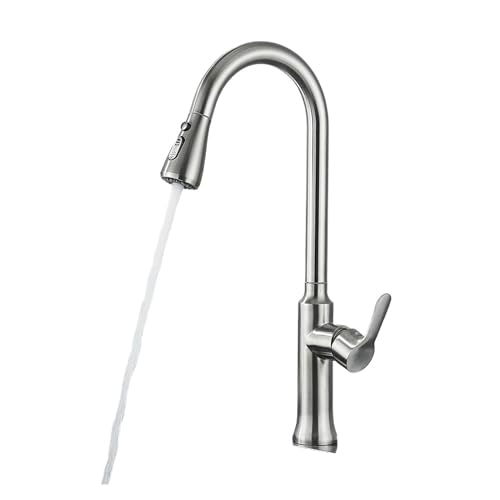 Robinet de cuisine en nickel brossé avec bec extractible et mitigeur d'évier pivotant
