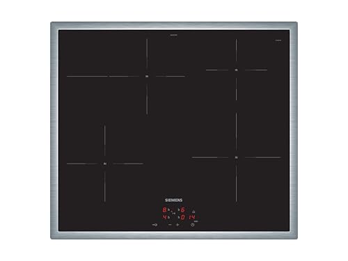 Siemens EI645CFB6E iQ300, indukcijska kuhalna plošča, 60 cm, nadzor štedilnika, powerBoost, powerInduction - kuhajte hitreje, čisteje in varneje, funkcija časovnika, črna, z okvirjem na vrhu