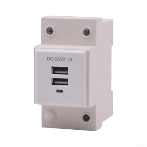 Image of DIN Rail USB Modular Socket Outlet, AC 90-240V Input DC 5V 2.1A Output Receptacle for Electrical Cabinets and Patch Panels in Industrial Control Equipment