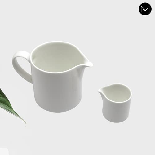 Image of Ceramic 400ml Sauce Boat or Tea or Gravy Pot with 50 ml Creamer Milk Pot Microwave and Dishwasher Safe (Mirakii 85)