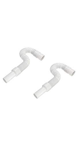 Yo India Bathroom/Kitchen Sink Flexible PVC Waste Pipe Drain Hose/Outlet Tube Connector Basin Downcorner, White Set of Two(2),Combo Offer