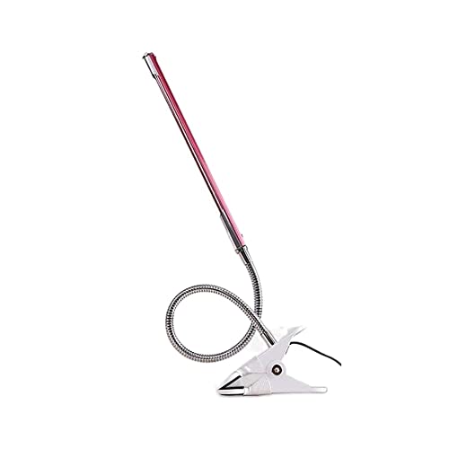 Lampara Escritorio Para Oficina Lámpara De Escritorio Con Clip Manguera Metal, Luz Lectura Creativa Para Dormitorio, Mesa Carga USB, Led Regulable Para Protección Ocular Moderno Flexo Escritorio(Rot)