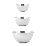 Fox Run Stainless Steel Mixing Bowl, Set of 3 Nesting Mixing Bowls, 4.25, 6.25, and 10.75 Quarts
