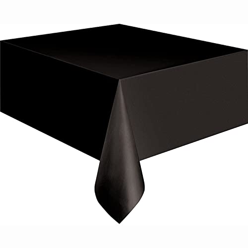 Black Solid Rectangular Plastic Table Cover (54